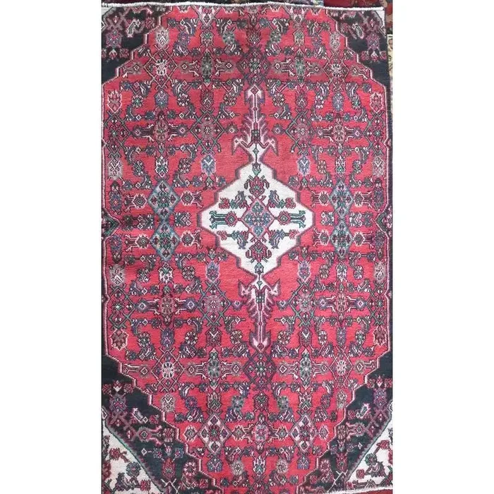 One Of The Kind Hand-Knotted Persian Wool Rug _ Luxurious Vintage Design, 9’2″ x 6’6″, Artisan Crafted