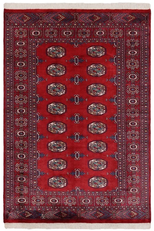 Rustic Bokhara Darnell Red/Blue Wool Rug – 4’1” x 6’1”