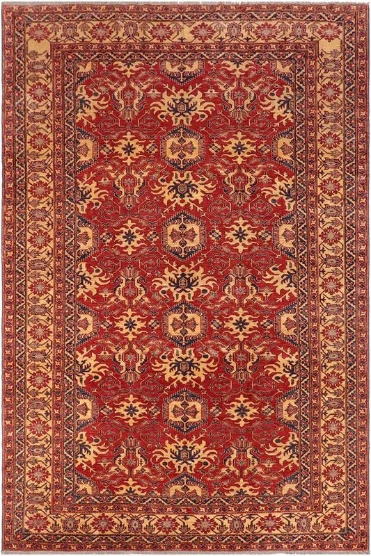 Rustic Super Kazak Kary Red/Gold Wool Rug – 9’9” x 13’3”