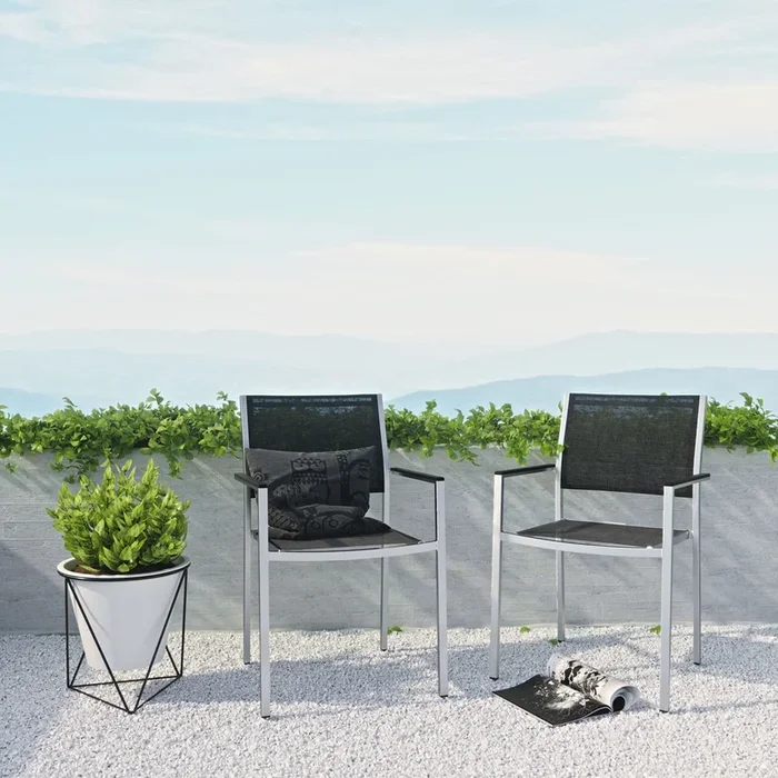 Shore Dining Chair Outdoor Patio Aluminum Set of 2 by Modway