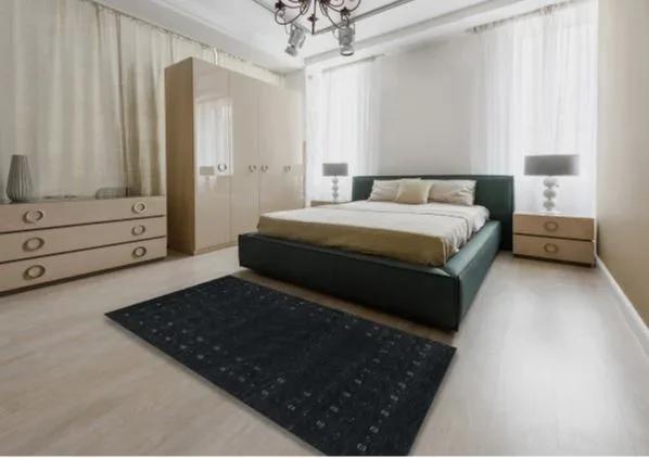 Size 7×9 Contemporary Black Modern Rug, con2942