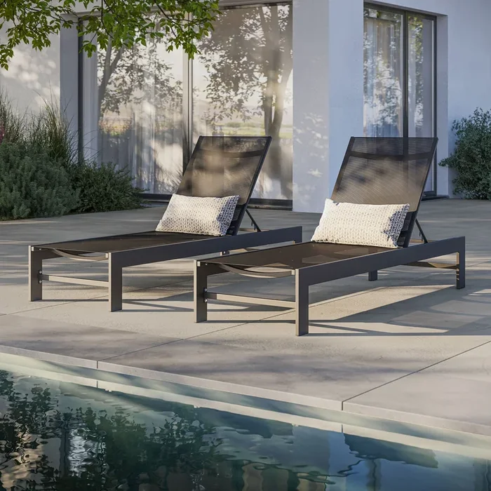 Tahoe Outdoor Patio Mesh and Aluminum Chaise Lounge by Modway