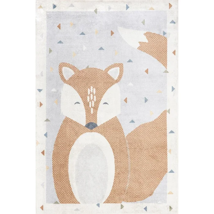Talia Bashful Fox Kids Machine Washable Area Rug