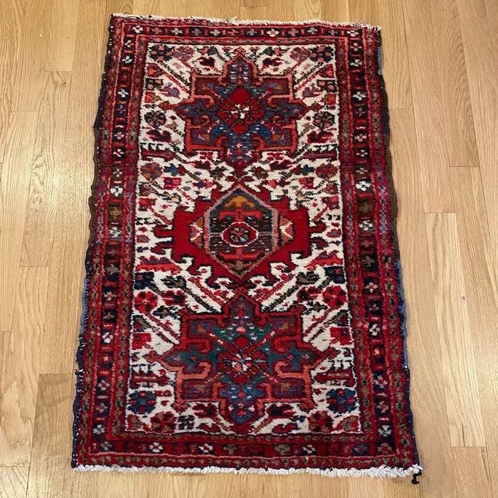 Vintage Rug, 1′ 11 x 2′ 11 White
