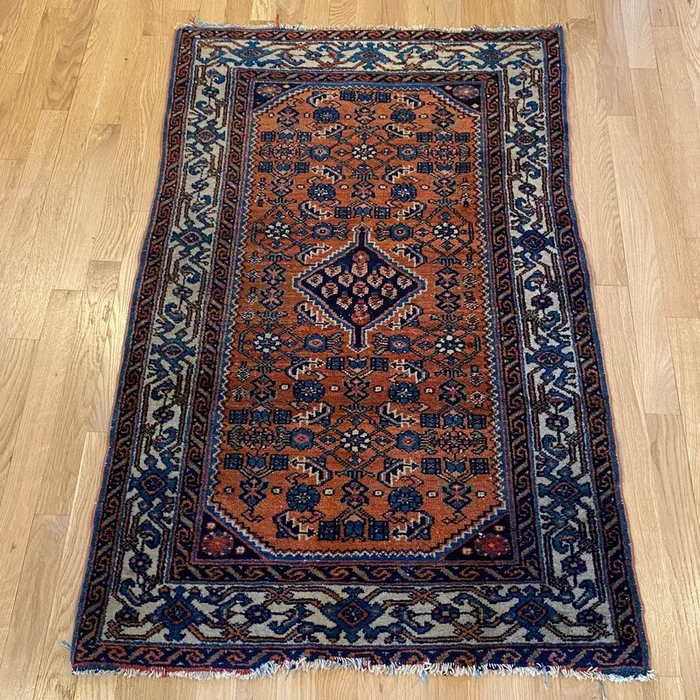Vintage Rug, 2′ 9 x 4′ 3 Red Orange
