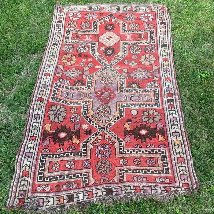 Vintage Rug, 3′ 5 x 6′ Red