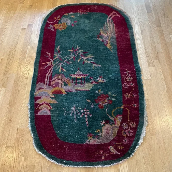 Vintage Rug, 3′ 6 x 5′ 10 Green