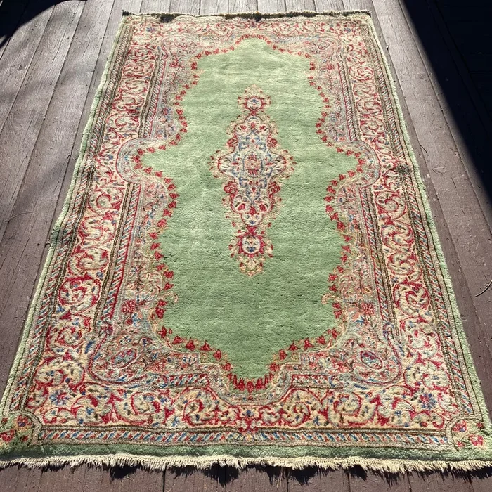 Vintage Rug, 4′ 2 x 7′ Green