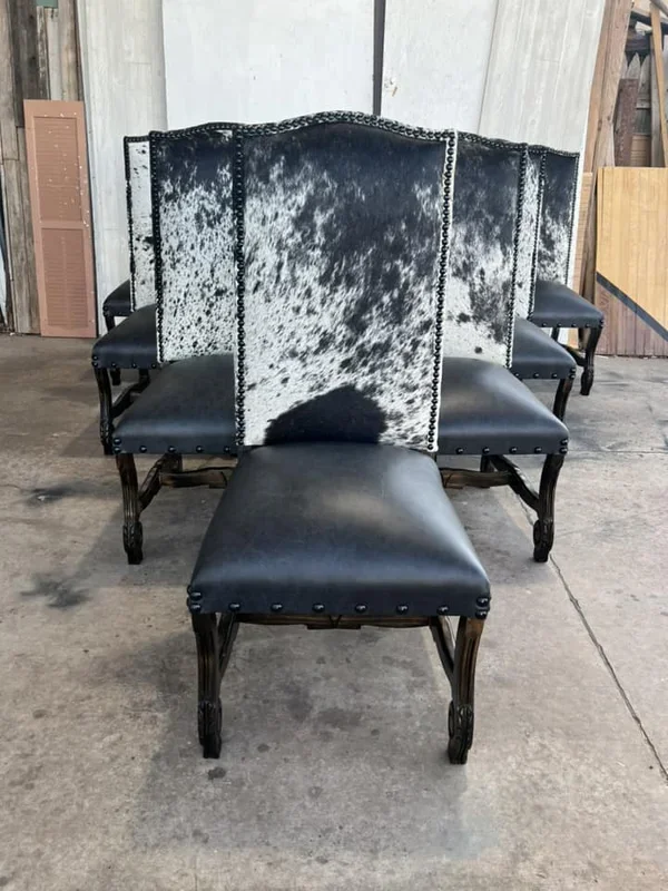 Western Dining Chair in Leather & Cowhide